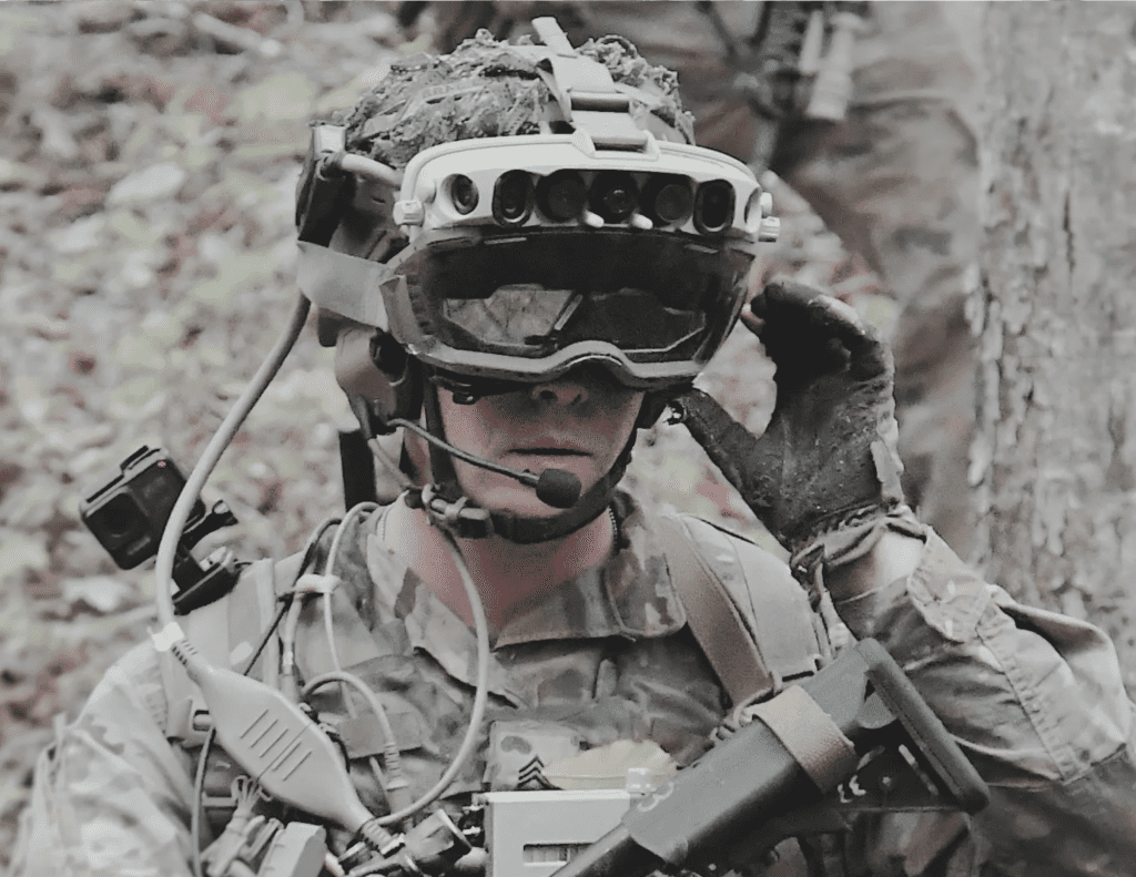 AR/VR display headset for military soldier use