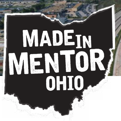 Outline of State of Ohio with text Made In Mentor Ohio inside